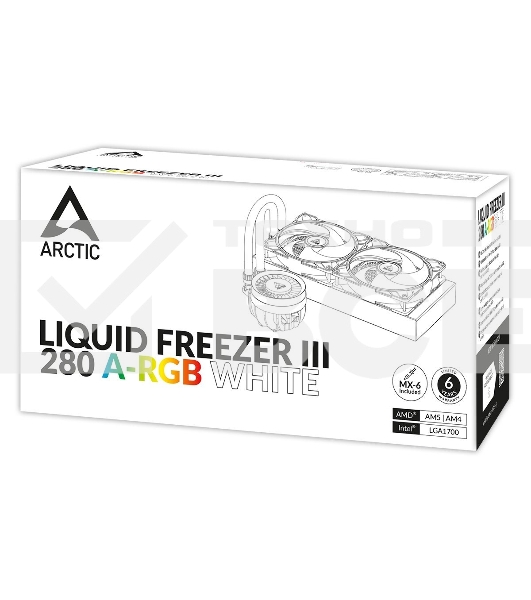 Жидкостная система охлаждения Arctic Liquid Freezer III 280 белый, 140 мм, алюминий/медь, 2800 об/мин, 26 дБ, 4 pin, 260 Вт