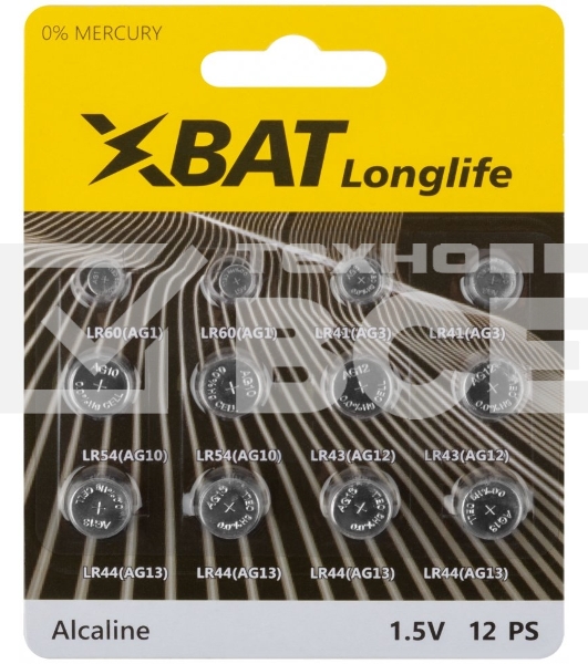 Батарейка щелочная, тип AG1*2 шт, AG3*2 шт, AG10*2 шт, AG12*2 шт, AG13*4 шт