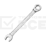 Ключ комбинированный трещоточный Denzel 14709 15 мм, CrV, матовый хром, фото 1