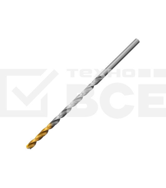 Сверло спиральное по металлу Denzel 4,2 х 119 мм, Р6М5, Golden Tip, удлиненное