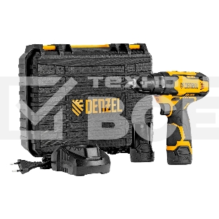Дрель-шуруповерт Denzel CDQ-12, Аккумуляторная, 12В, 2 АКБ, Кейс