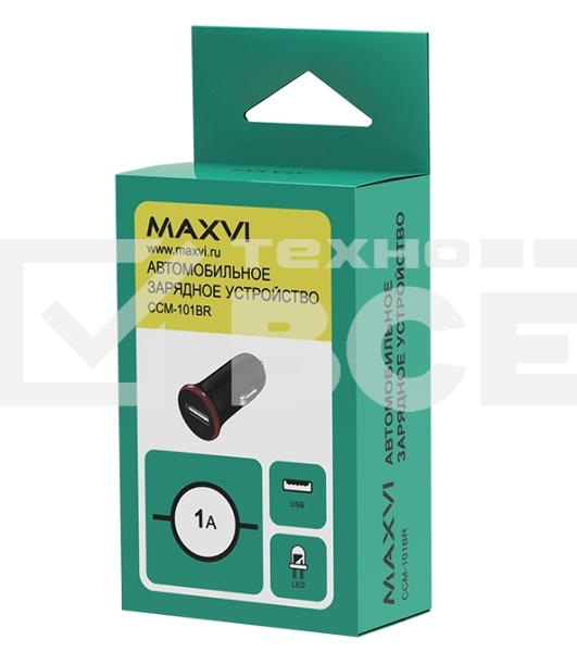 Автомобильное зарядное устройство Maxvi CCM-101BR USB 1А черно-красный