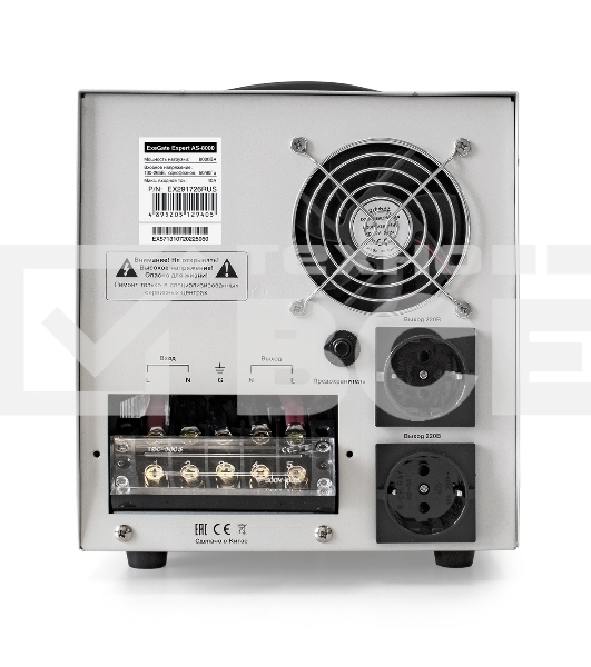 Стабилизатор напряжения ExeGate Expert AS-8000 (8000ВА, вход 140-260В, цветной дисплей, выход 220В±8%, КПД 98%, 5 уровней защиты, задержка, усиленный метал. корпус, клем.колодка, RTL)