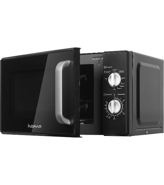Микроволновая печь HOME HMG207DB черный, 20 л, 700 Вт, переключатели - поворотный механизм