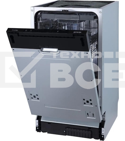 Встраиваемая посудомоечная машина Gorenje GV561D10, узкая, ширина 44.8см, полновстраиваемая, загрузка 11 комплектов