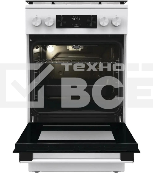 Плита Газовая Gorenje GGI5C22WF, газовая духовка, стеклянная крышка, чугун, белый