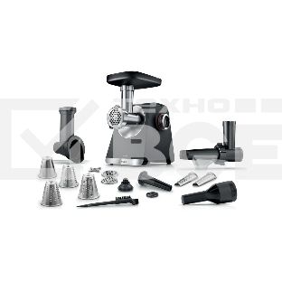 Мясорубка электрическая Bosch MFWS660B черный, 2100 Вт, 3.5 кг/мин, реверс, защита от перегрузки, насадки - 7