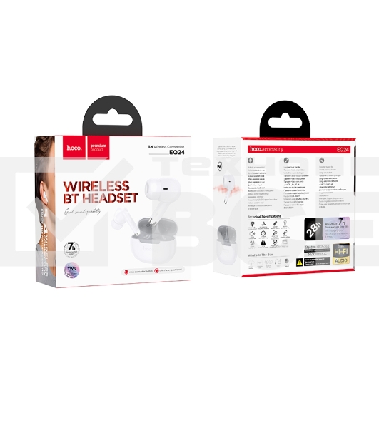 Наушники TWS Hoco EQ24 белый, внутриканальные, Bluetooth, до 7 ч