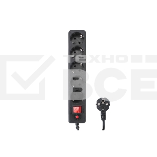 Сетевой фильтр Гарнизон EHLB-2 5р 10А 3м черный