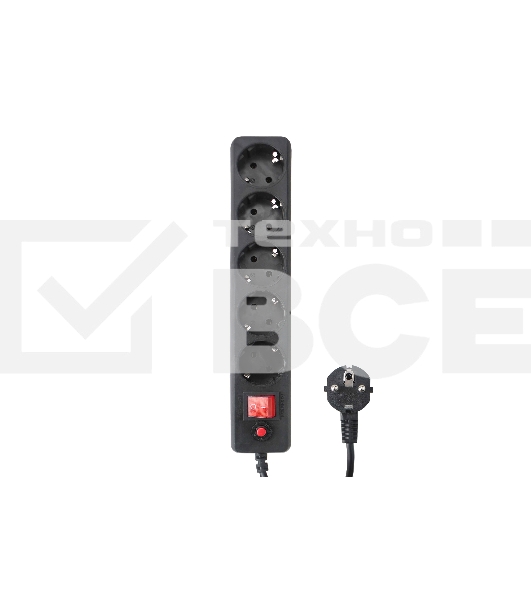 Сетевой фильтр Гарнизон EHLB-2 5р 10А 3м черный