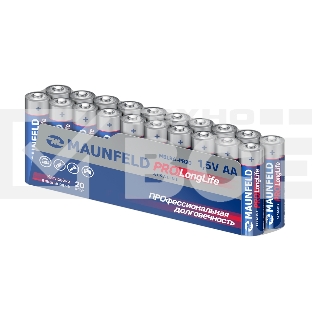 Батарейки Maunfeld PRO Long Life Alkaline AA (LR6) MBLR6-PB20, спайка 20 шт., 1.5 В