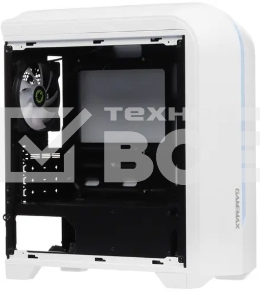 Компьютерный корпус GameMax Centauri, без БП, (ATX,Бело-голуб,USB 3.0, Зак.стек.,1*120мм. RGb, пыл.фильтр), белый/синий