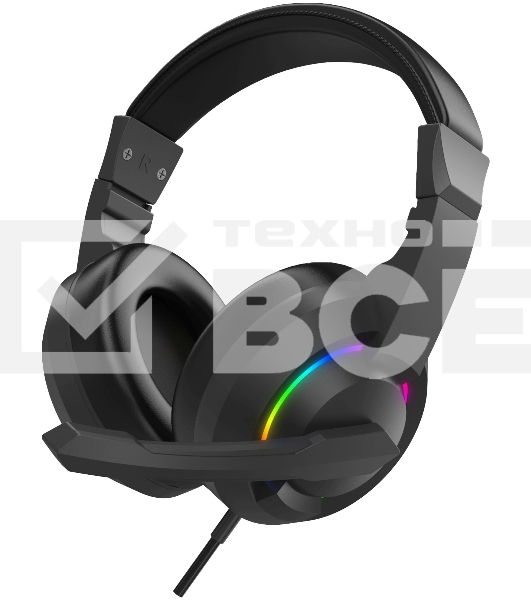 Наушники с микрофоном Оклик HS-L315G черный 1.8м накладные USB оголовье (2007552)