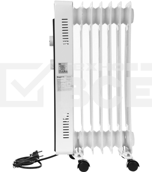 Масляный обогреватель Centek CT-6222-7 (7 секций) белый, 600/900/1500 Вт, 15 м2, 3 режима, термостат