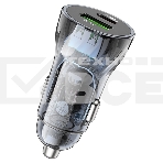 Автомобильная зарядка HOCO Z47A прозрачный 1xUSB-1xUSB-C, 3А PD30W QC3.0, черный, фото5