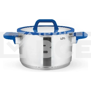 Кастрюля LARA LR02-793 Сапфир 4,9 л, 22x11 см, нержавеющая сталь, с крышкой, индукция