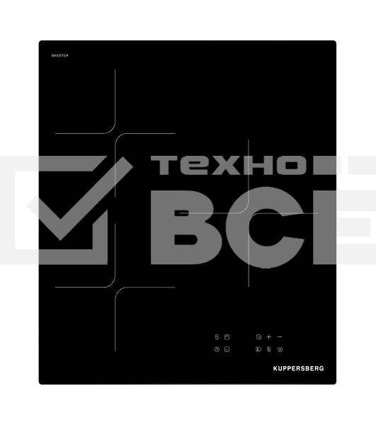 Варочная поверхность Kuppersberg ICI 406, индукция, High-Tech, 45 см, 9 уровней мощности, inverter, таймер, пауза, Booster, автоматическое отключение, сенсорное управление, автоматическое закипание, черный