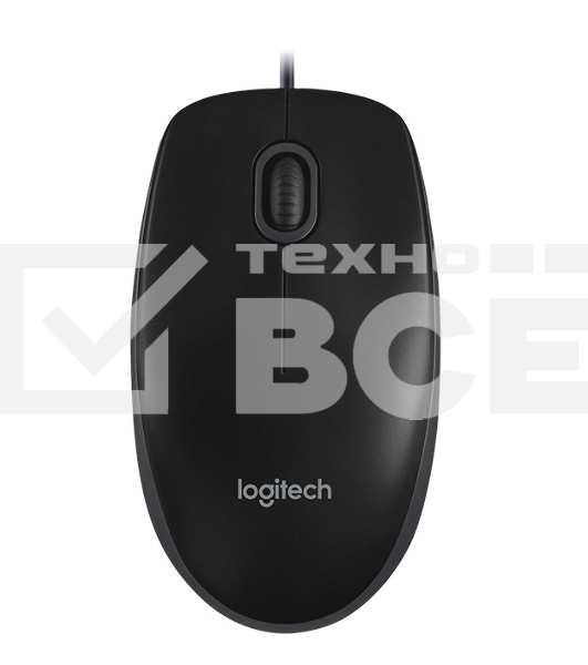 Мышь проводная Logitech B100 черный, 1000 dpi, USB, кнопки - 3