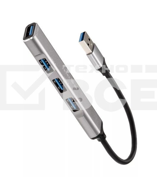 Переходник USB 3.0 -->USB3.0+3 USB2.0, Aluminum Shell, 0.2м Telecom <TA308U>
