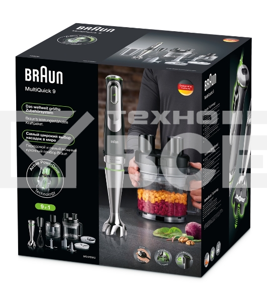 Блендер погружной Braun MQ9195XLI 1200 Вт, черный