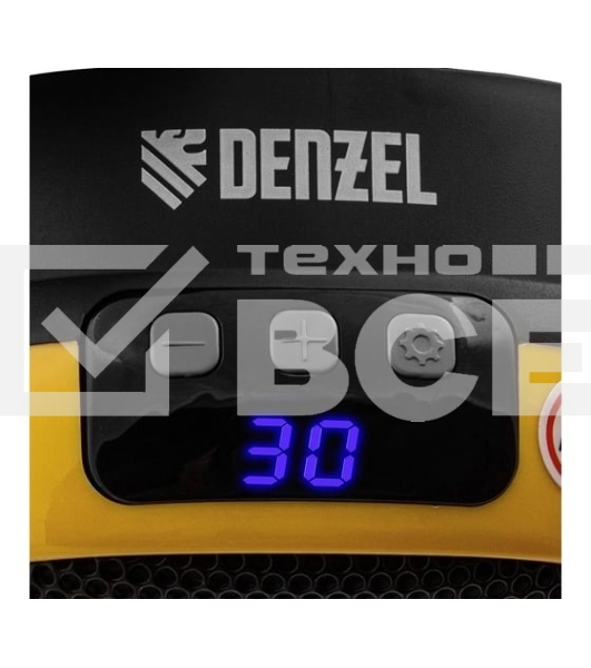 Тепловентилятор керамический Denzel DTFC-700 портативный, черный/желтый, 700 Вт, 10 м2, цифровой термостат