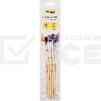 Набор кистей Silwerhof Color белка имитация (набор 5шт) круглая №1-5, деревянная ручка, фото 1