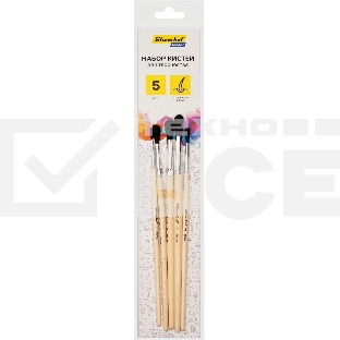 Набор кистей Silwerhof Color белка имитация (набор 5шт) круглая №1-5, деревянная ручка
