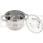 Набор посуды из нержавеющей стали со стеклянными крышками KELLI KL-4246 6 пред. 16 см -2,1; 18- см-2,9; 20 см-3,9 литра. 7-ми слойное капсульное дно. Индукция, фото7