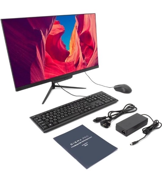 Моноблок Digma Pro Base 23.8' Full HD i3 12100 (3.3) 16Gb SSD512Gb UHDG 730 Windows 11 Pro GbitEth WiFi BT 90W клавиатура мышь Cam черный 1920x1080
