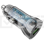 Автомобильная зарядка HOCO Z47A прозрачный 1xUSB-1xUSB-C, 3А PD30W QC3.0, черный, фото6