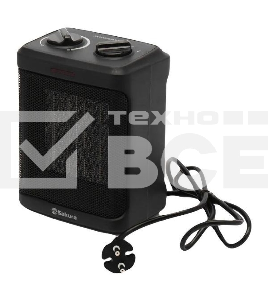 Тепловентилятор Sakura SA-0558, черный, 1500 Вт, 20 м2, термостат