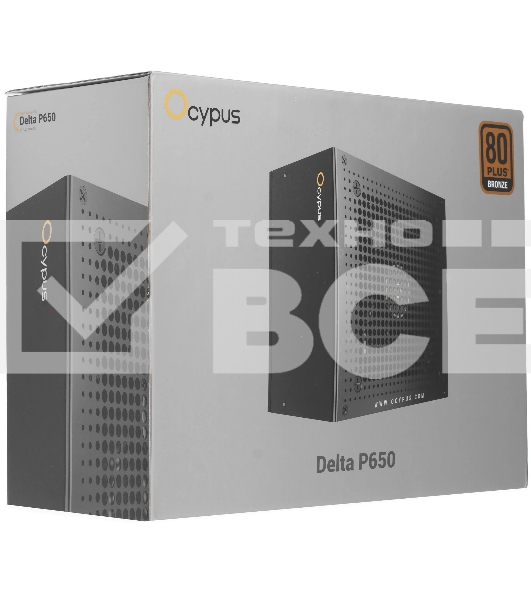 Блок питания 650W Ocypus Delta P650 (ATX, 80 PLUS Bronze, APFC, 20+4 pin, 120мм fan, PCI-E 6+2Px3, 8xSATA) (Delta-P650-B1FDBK024X-EU)