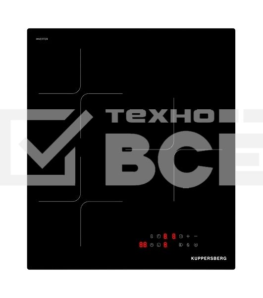 Варочная поверхность Kuppersberg ICI 406, индукция, High-Tech, 45 см, 9 уровней мощности, inverter, таймер, пауза, Booster, автоматическое отключение, сенсорное управление, автоматическое закипание, черный