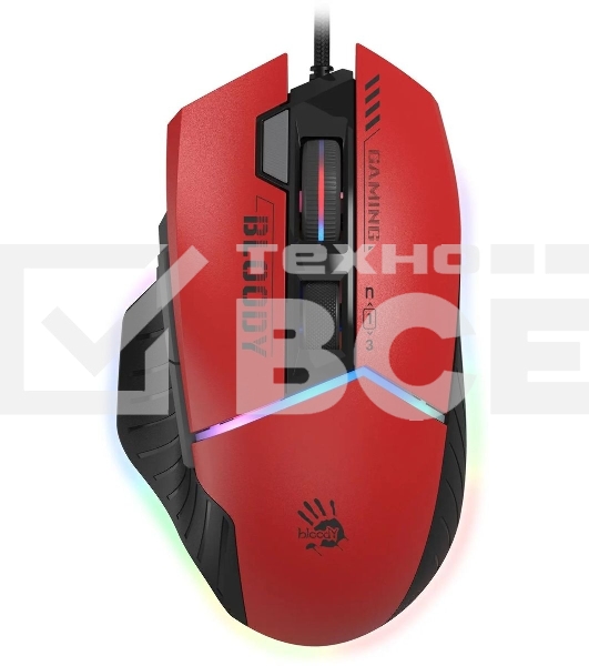 Мышь проводная A4Tech Bloody W95 Max Sports красный/черный оптическая (12000dpi) USB (10but)