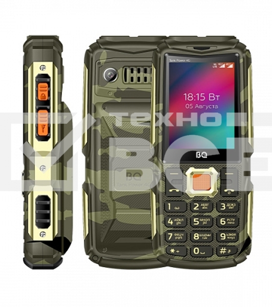 Мобильный телефон BQ 2410L Tank Power 4G камуфляж/золотистый