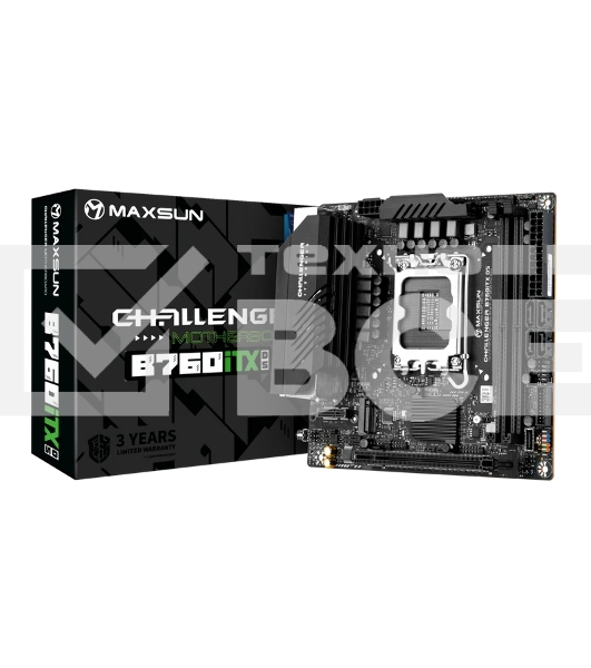 Материнская плата Maxsun Challenger B760ITX D5, LGA 1700, Intel B760, 2xDDR5, 4xSATA, 2xM.2, 1xPCIe 5.0 x16, 2xHDMI, 2xDP, 2x 2.5Gb LAN, 2xUSB 3.2 Gen 1, 4xUSB 2.0, 5.1, Mini-ITX