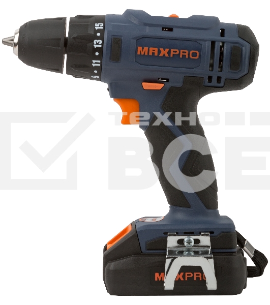 Дрель-шуруповерт MAX-PRO 85030, Аккумуляторная, 18В, 2 АКБ, Кейс