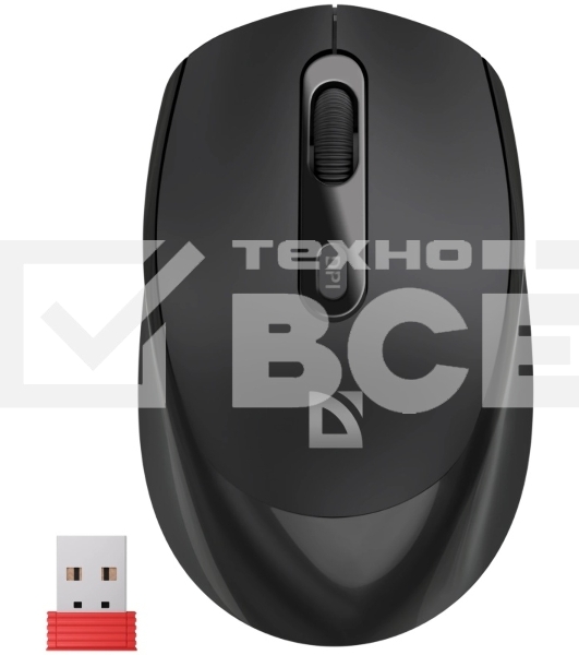 Мышь беспроводная Defender Vision MS-376 черный, 1600 dpi, радиоканал, Bluetooth, USB, кнопки - 4