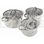 Набор посуды из нержавеющей стали со стеклянными крышками KELLI KL-4246 6 пред. 16 см -2,1; 18- см-2,9; 20 см-3,9 литра. 7-ми слойное капсульное дно. Индукция, фото8