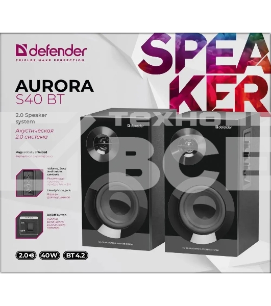 Колонки Defender Aurora S40 BT 2.0 40Вт, bluetooth, 220В