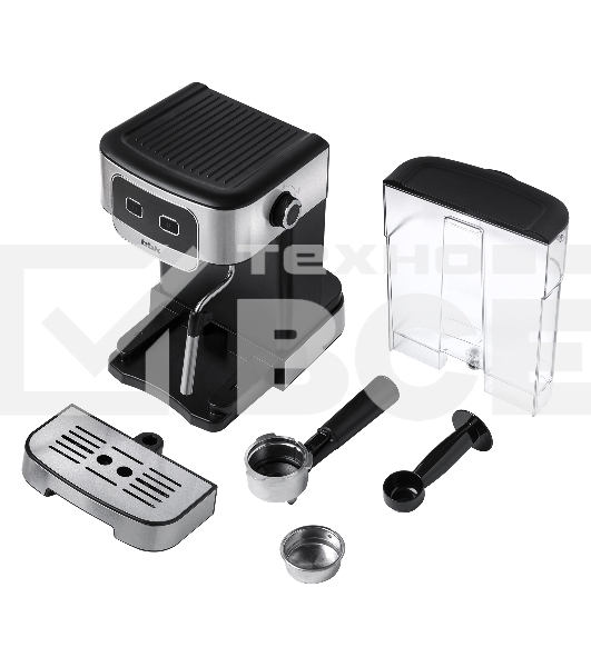 Кофеварка рожковая BBK BCM1500 черный/нержавеющая сталь, исп. кофе - молотый, 1.8 л, 1200 Вт, 20 бар
