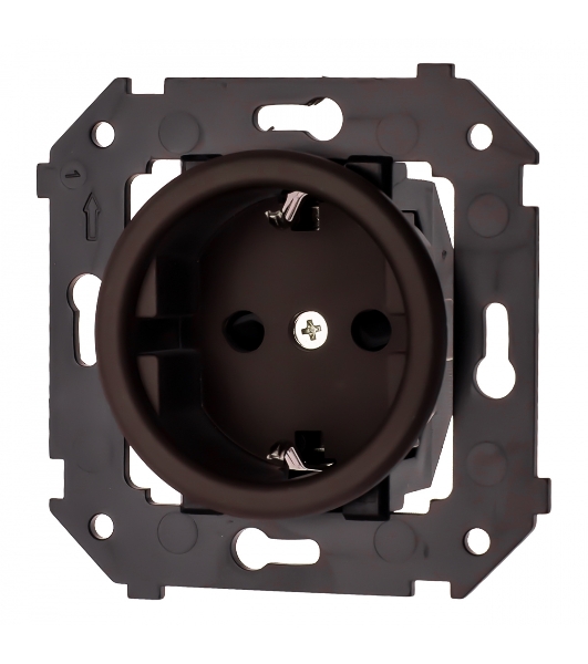 Розетка с/з (скрытый монтаж) Bironi Шедель Бриз коричневый матовый