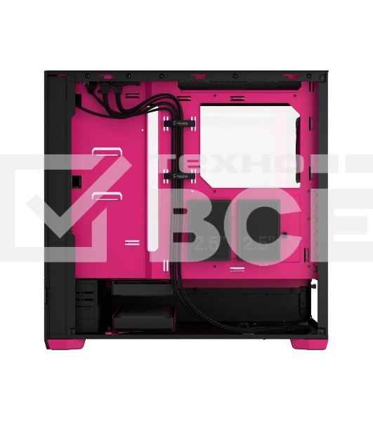 Компьютерный корпус без блока питания Fractal Design Pop Air RGb Magenta Core TG Clear Tint, Midi-Tower, 3x120мм RGb, 2xUSB-A 3.2 ATX, mATX, mITX черный/магента