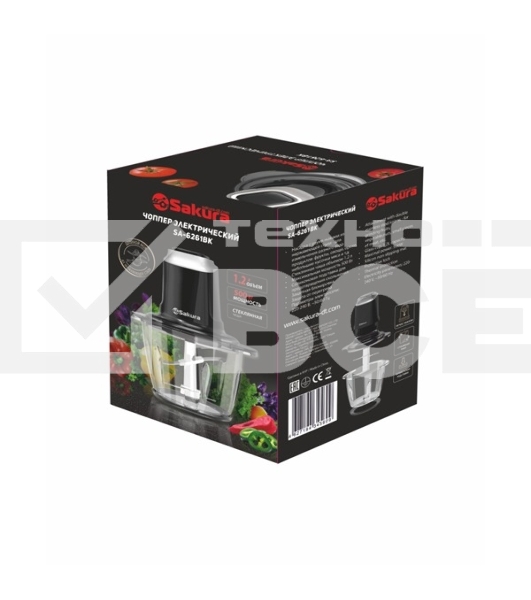 Чоппер Sakura SA-6261BK 1.2 л 500Вт стекл 4 ножа