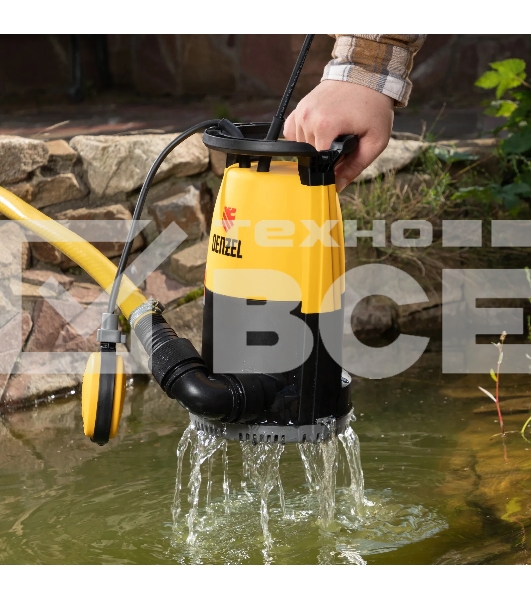 Дренажный насос Denzel DP-900S для чистой и грязной воды, 900 Вт, напор 9 м, 18000 л/ч