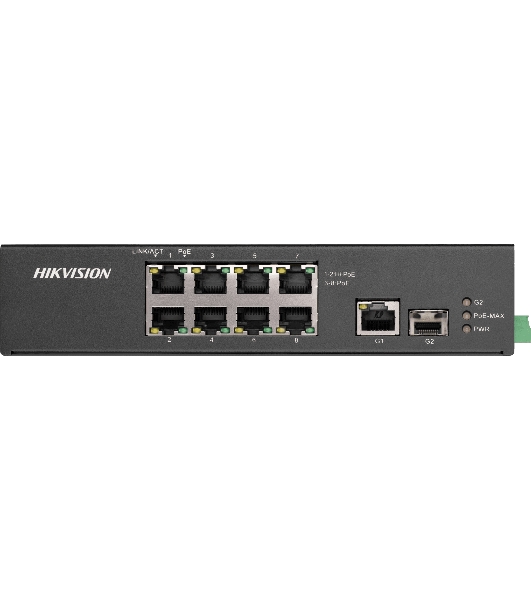 Коммутатор Hikvision DS-3T0310HP-E/HS, 6×100 Мбит/с PoE+ + 2×100 Мбит/с Hi-PoE + 1×1 Гбит/с + 1×1 Гбит/с SFP, неуправляемый