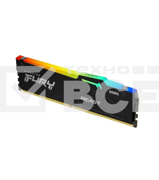 Оперативная память Kingston Fury Beast, DDR5, 8GB (1x8GB), 6000MHz, CL36, с радиатором, RGB, черный