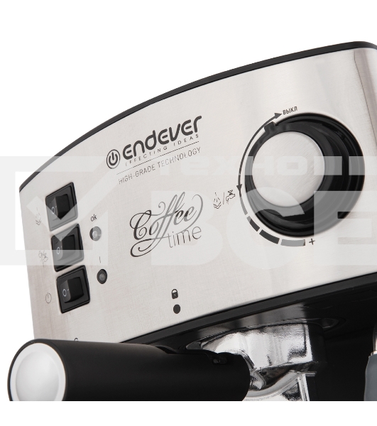 Кофеварка рожковая Endever Costa-1060 черный/стальной, исп. кофе - молотый, 1.6 л, 1000 Вт, 20 бар