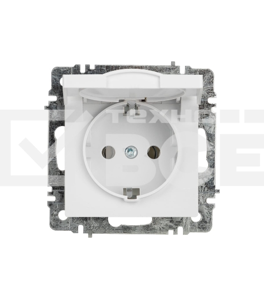 Розетка Intro Accent 6-203-01 2P+E Schuko с крышкой 16А-250В IP20 СУ AL/CU белый Б0063709