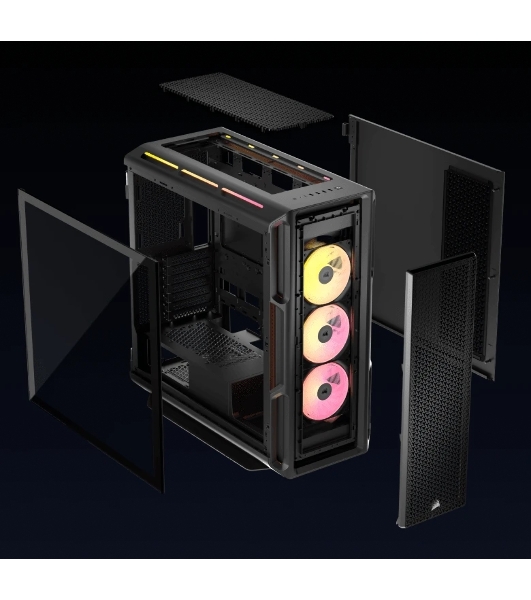 Корпус без блока питания Case Corsair iCUE LINK 5000T LX RGB, Midi-Tower, TG, 3x120мм RGB, 4xUSB-A 3.2, 1xUSB 3.2 Type-C, E-ATX, ATX, mATX, mITX Black